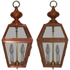Pair of Hanging Copper Lantern