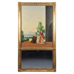 Restauro di Trumeau in Wood Wood dorato e olio su tela - La Charité