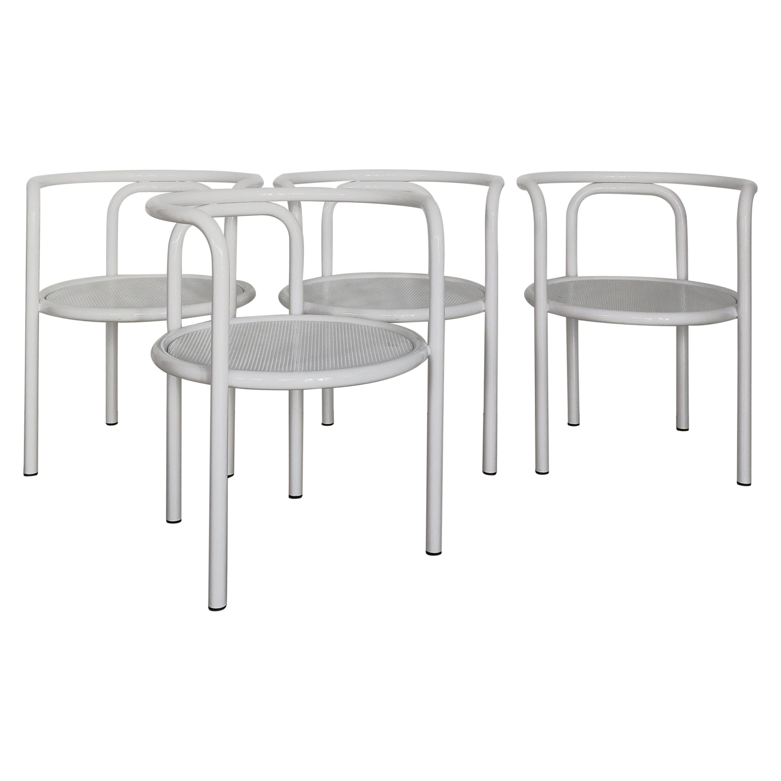 "Locus" White Metal Chairs Design Gae Aulenti for Poltronova Italy 1960s For Sale
