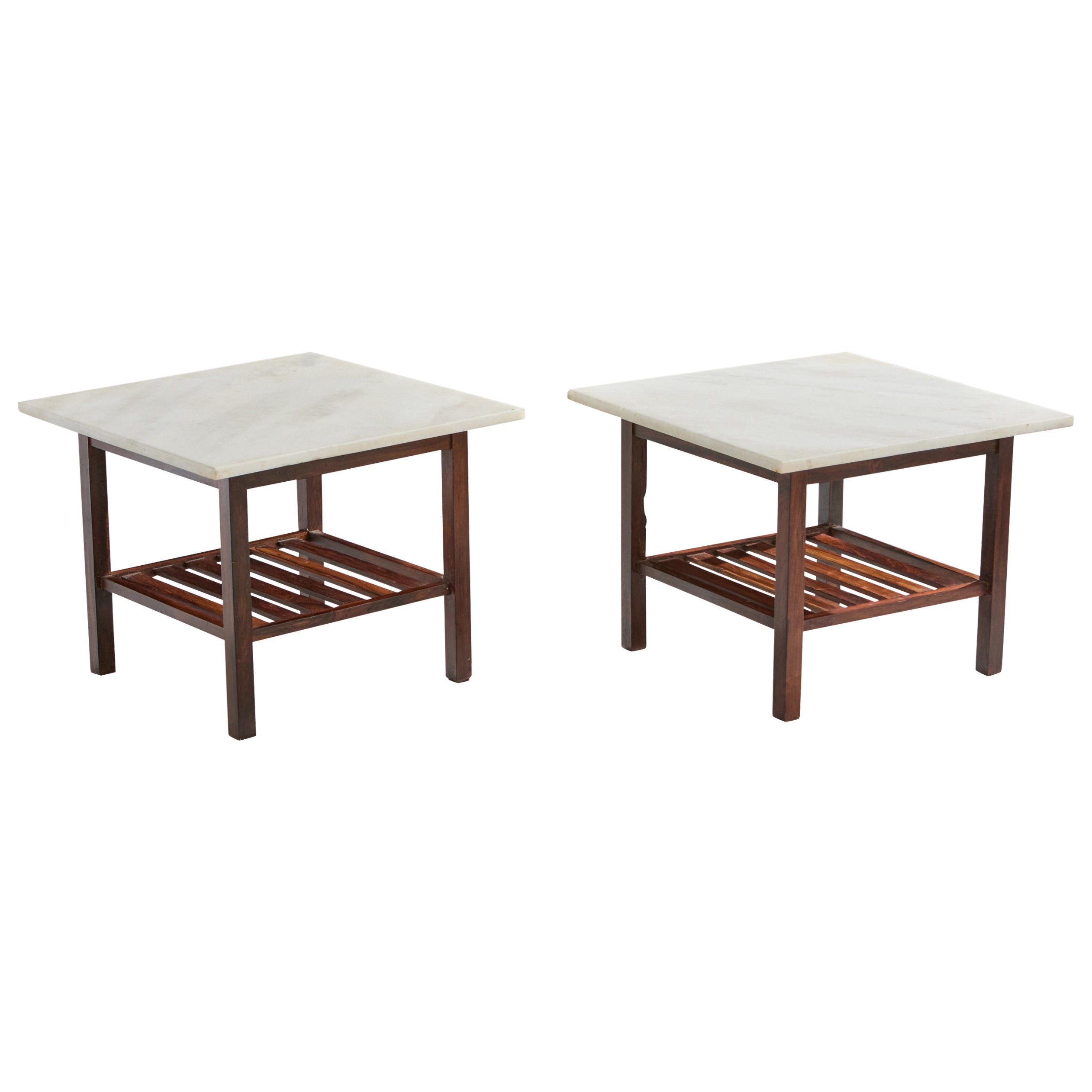 Designer brasiliano, Tavolini, Wood, Marmo, Brasile, anni '60