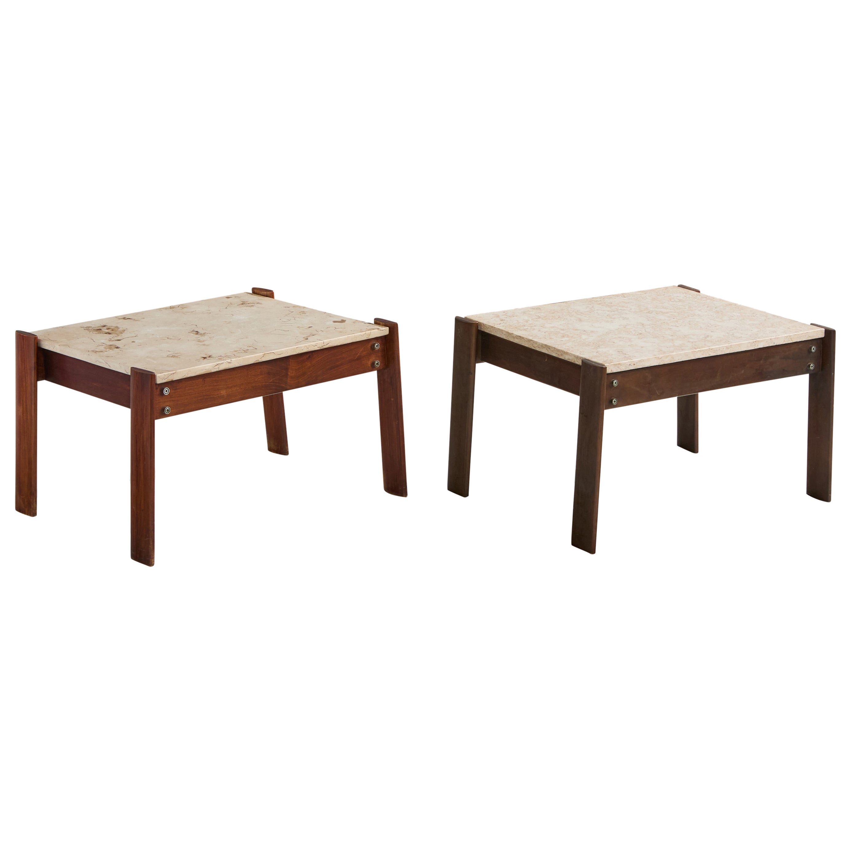 Percival Lafer, Mesas auxiliares, Madera, Mármol, Brasil, 1970