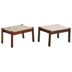 Percival Lafer, Side Tables, Wood, Marble, Brazil, 1970