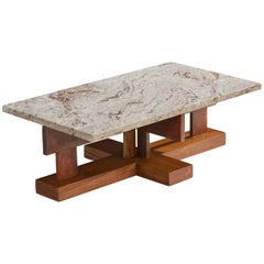 Celina Decorações, table basse, Wood, Marbre, Brésil, années 1960