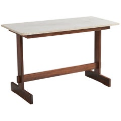 Brazilian Designer, Console Table, Wood, Marble, Brazil, 1960s