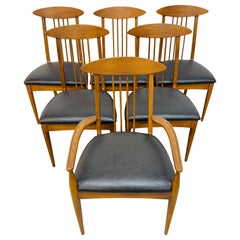 Mid-Century Modern Broyhill Sculptra Walnut Dining Chairs - Set of 6