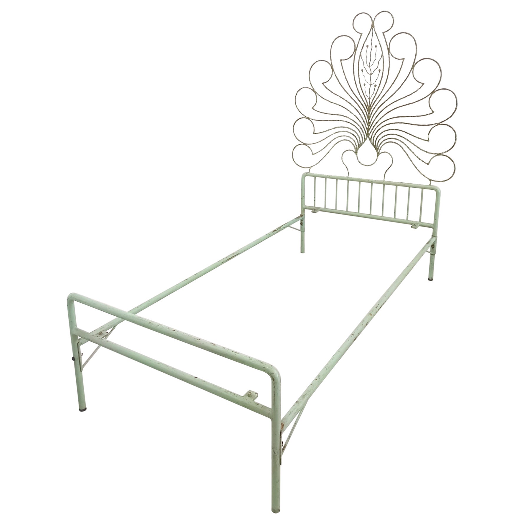 Iron and Brass Single Bed Frame, Italy