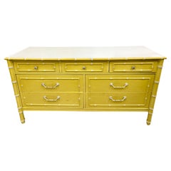 Thomasville Allegro Faux Bamboo Yellow 7 Drawer Dresser Chest