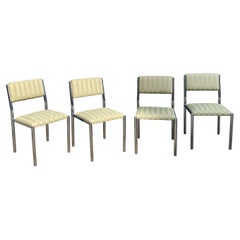 4 x Chrome Dining Chairs 1970s Hollywood Regency Modernist Retro Table Italian
