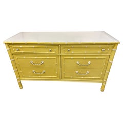 Mid Century Modern Rare Thomasville Allegro Faux Bamboo 6 Drawer Dresser Chest
