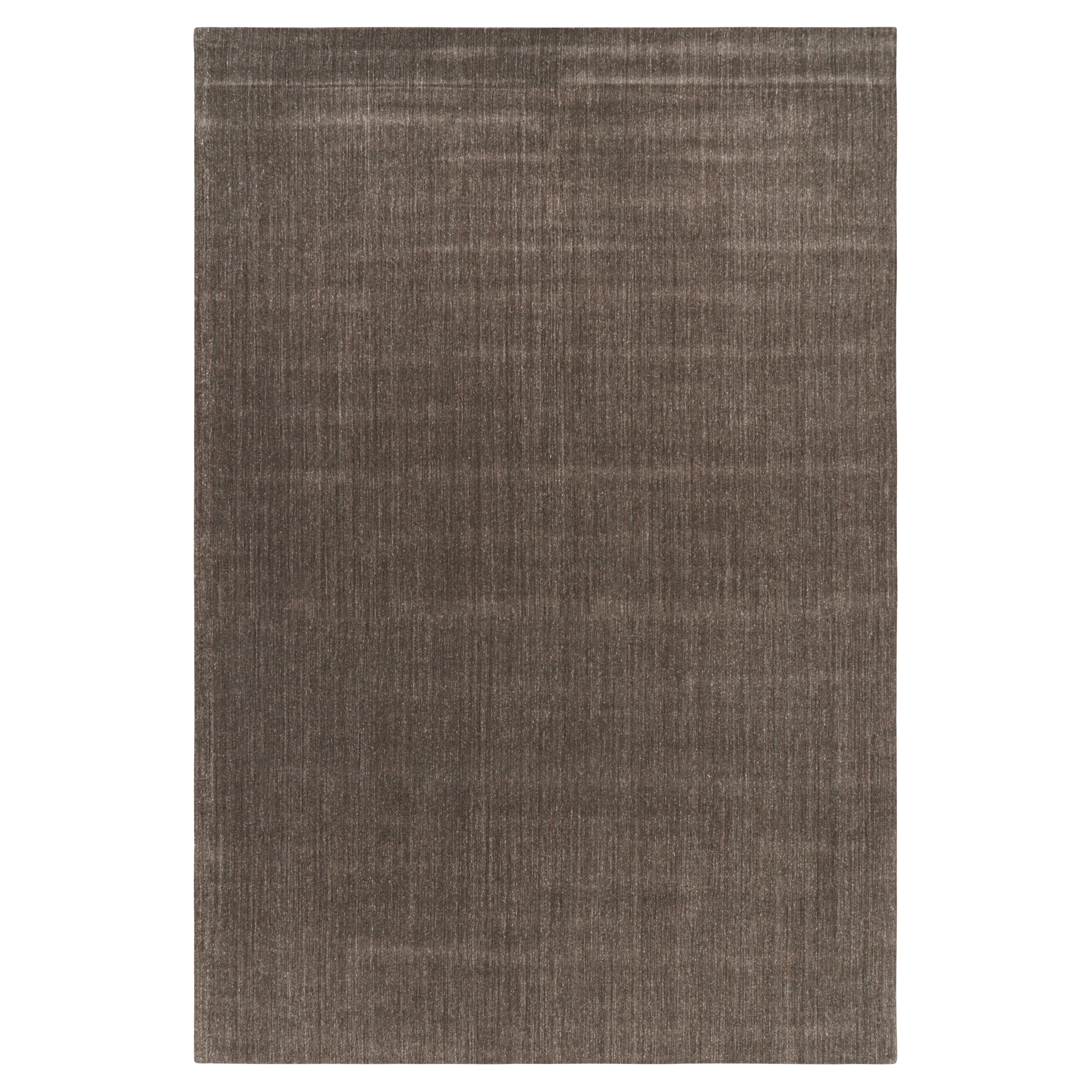 Rug & Kilim’s Oversized Modern Textural Solid Rug in Brown Tones and Striae For Sale