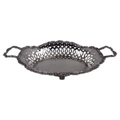 Bandeja para pan antigua Tiffany Edwardian Clásica de plata de ley perforada