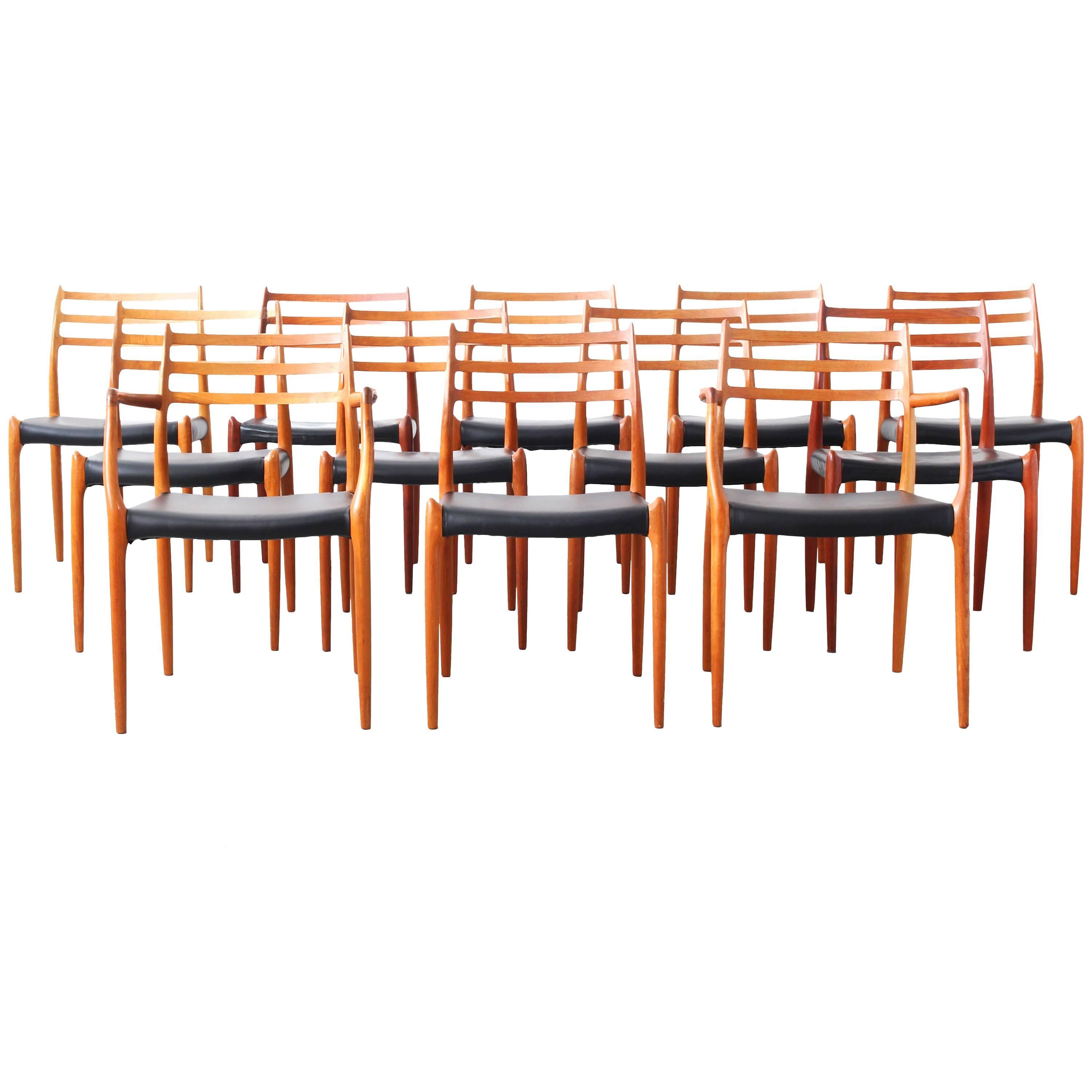 Beautiful Set of 12 Danish Dining Chairs by Niels Moller Møller Mod. 78 
62