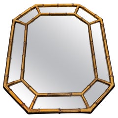 Mid-Century Faux Bamboo Gold Gilt Bamboo Wall Mirror
