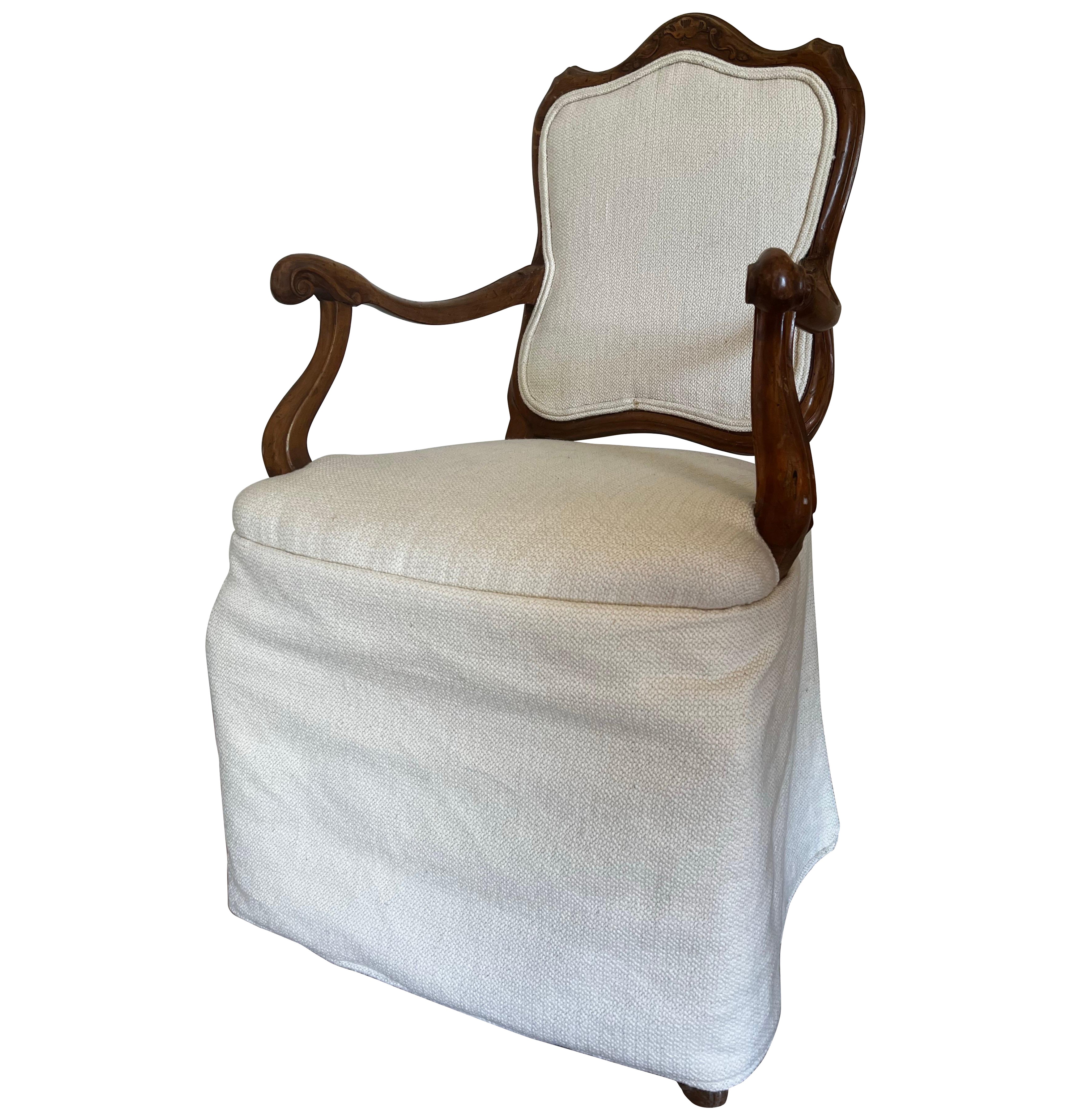 Carved Italian Skirted Armchair
