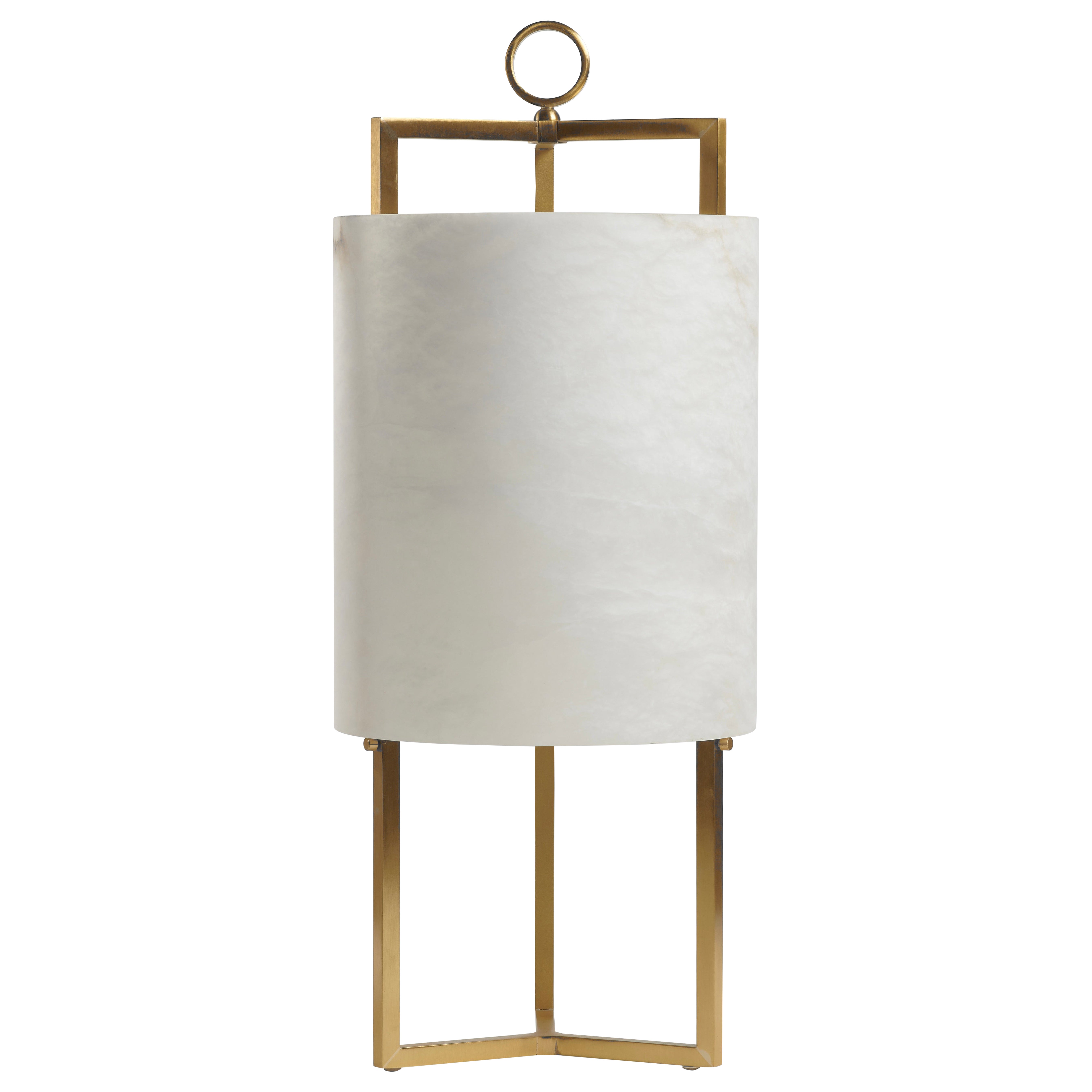 Laterne-Tischlampe aus Messing und Alabaster von MATlight Milano