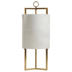 Lampada da tavolo a lanterna in ottone e alabastro di Matlight Milano