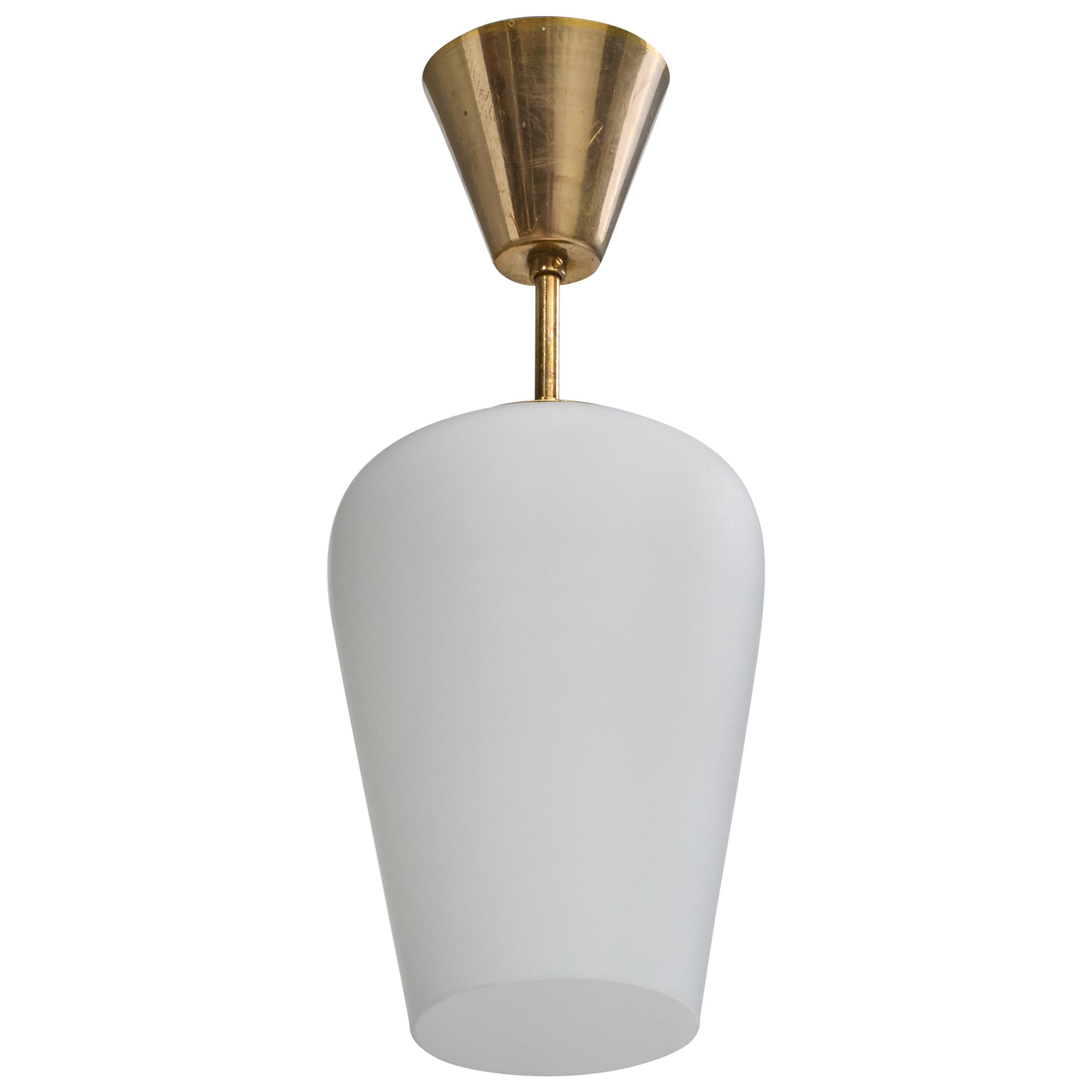 Schwedische Designer-Hängelampe, Messing, Glas, Schweden, 1950er Jahre