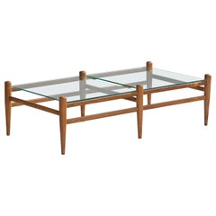 Diseñador brasileño, Mesa de centro, Madera, Cristal, Brasil, Años 50