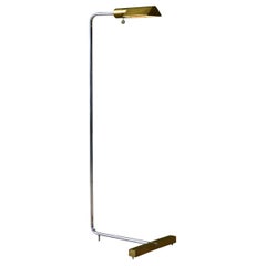 Lampadaire Cedric Hartman à abat-jour étroit en laiton et acier inoxydable