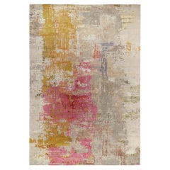 Rug & Kilim’s Modern abstract rug in Pink, Gold and Gray Painterly Pattern