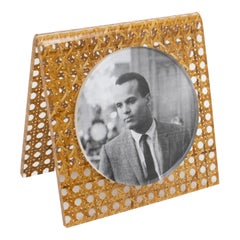 Portafoto in lucite e vimini del Team Guzzini Italia, circa 1970