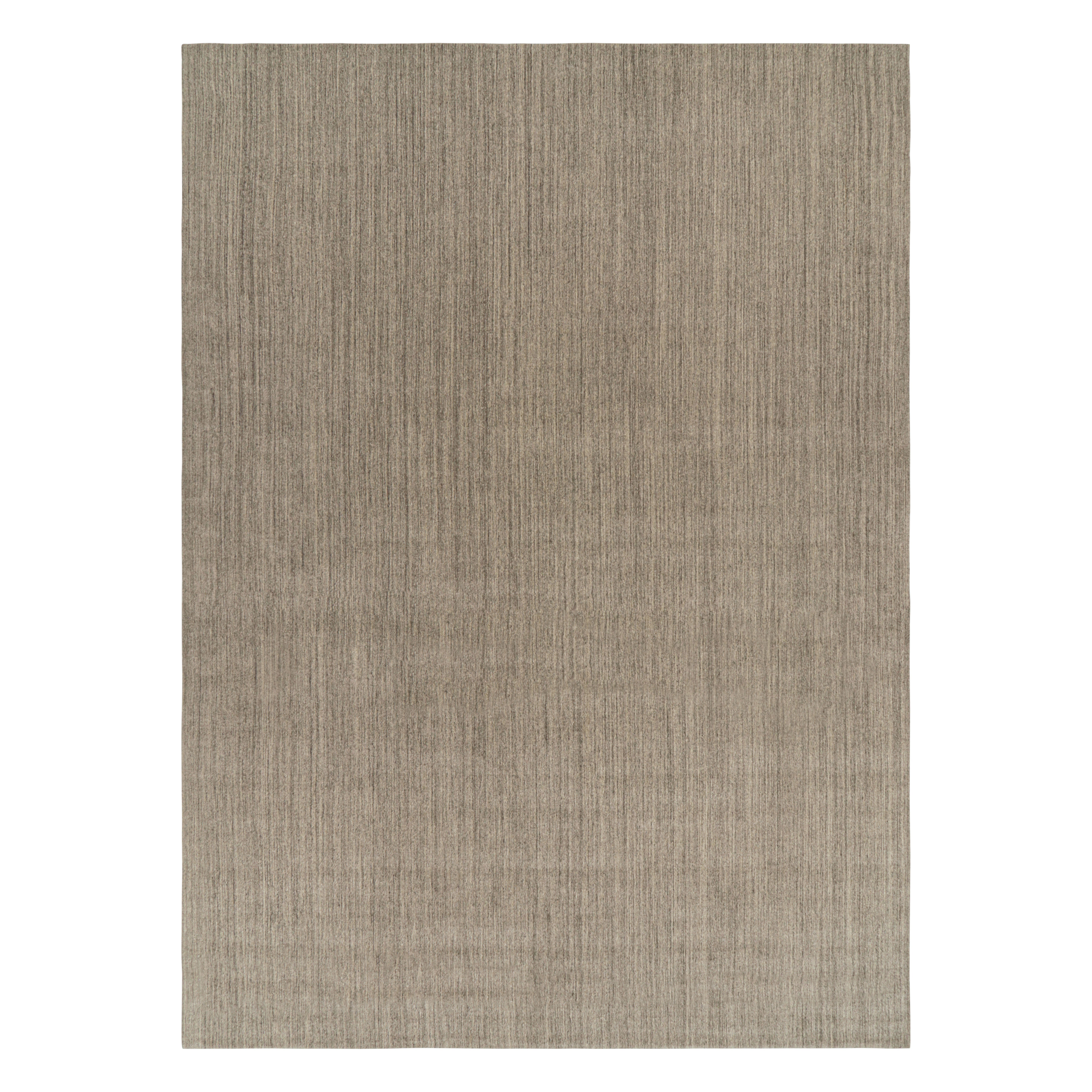 Rug & Kilim’s Oversized Modern Textural Rug with Beige and Gray Striae