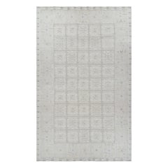 Tapis surdimensionné de style scandinave de Rug & Kilim, motif géométrique blanc et gris