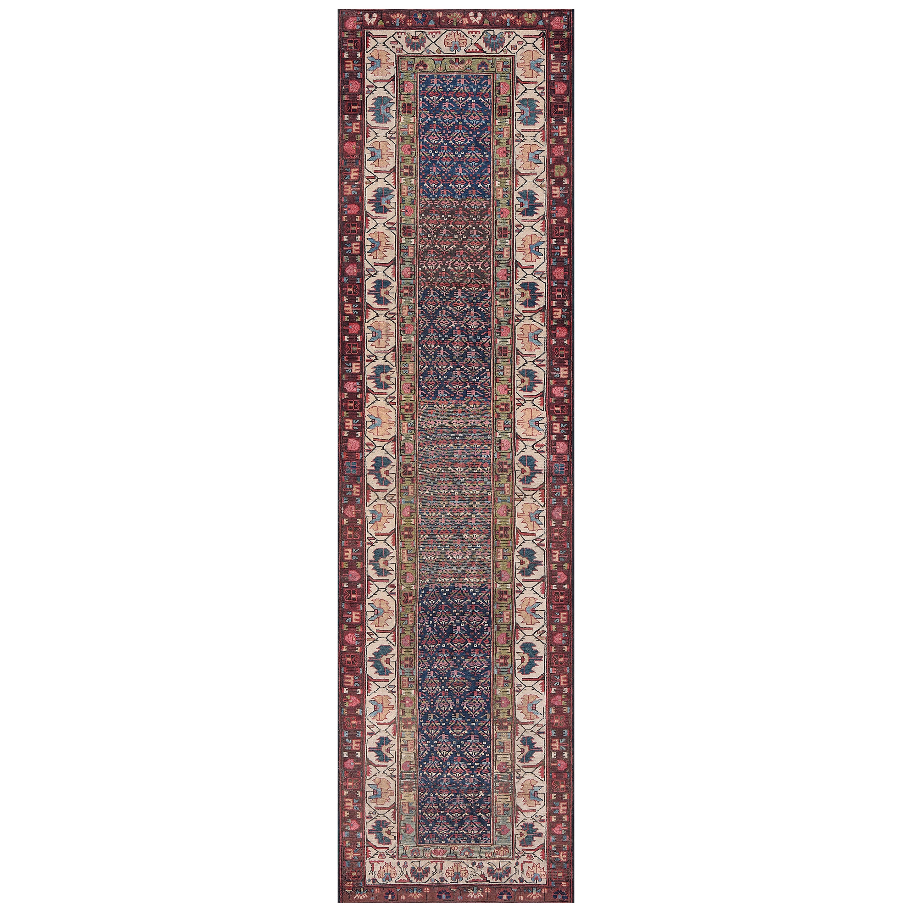 Antique 19th-Century Wool Boteh Persian Malayer Runner
