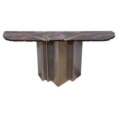 Greg Sheres Contemporary Studio Craft Konsolentisch mit Stahl- und Granitplatte