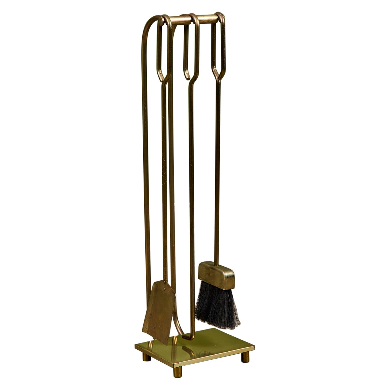 Curved Handle Brass Fireplace Tool Set