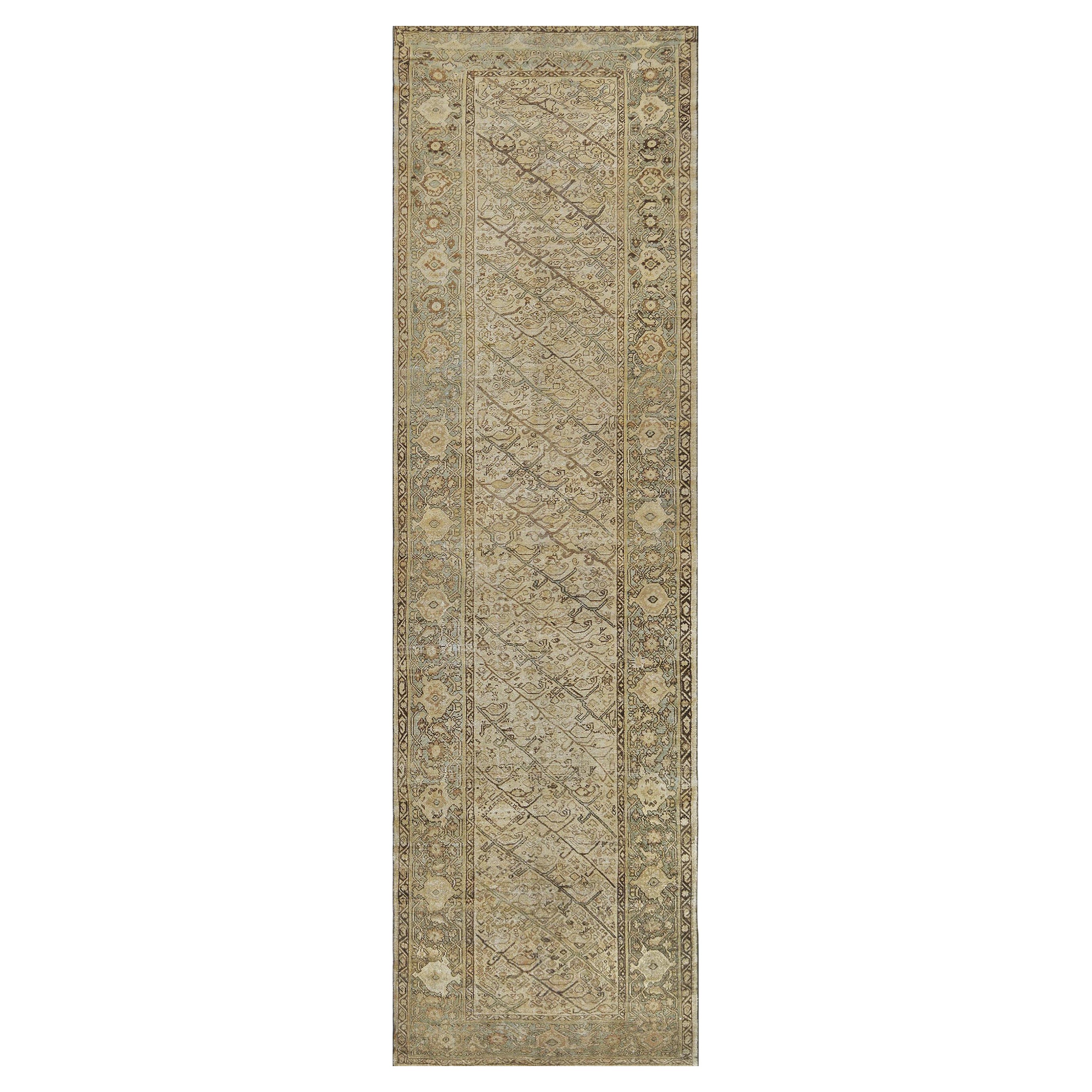 Handwoven Antique Circa-1900 Persian Boteh Persian Malayer Runner