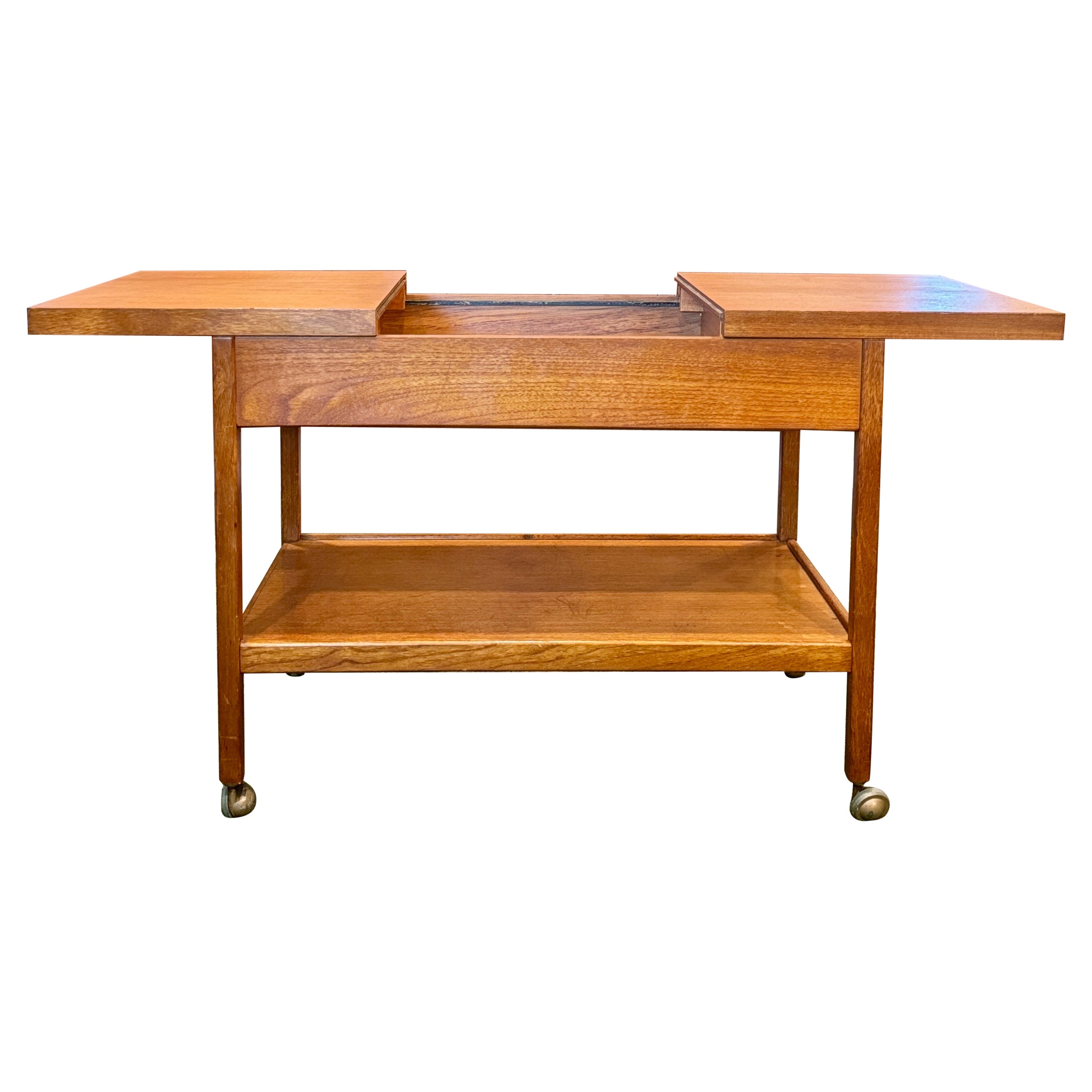 Eine seltene moderne Teakholz-Bar oder Servierwagen aus der Mitte des Jahrhunderts, ca. 1960er Jahre