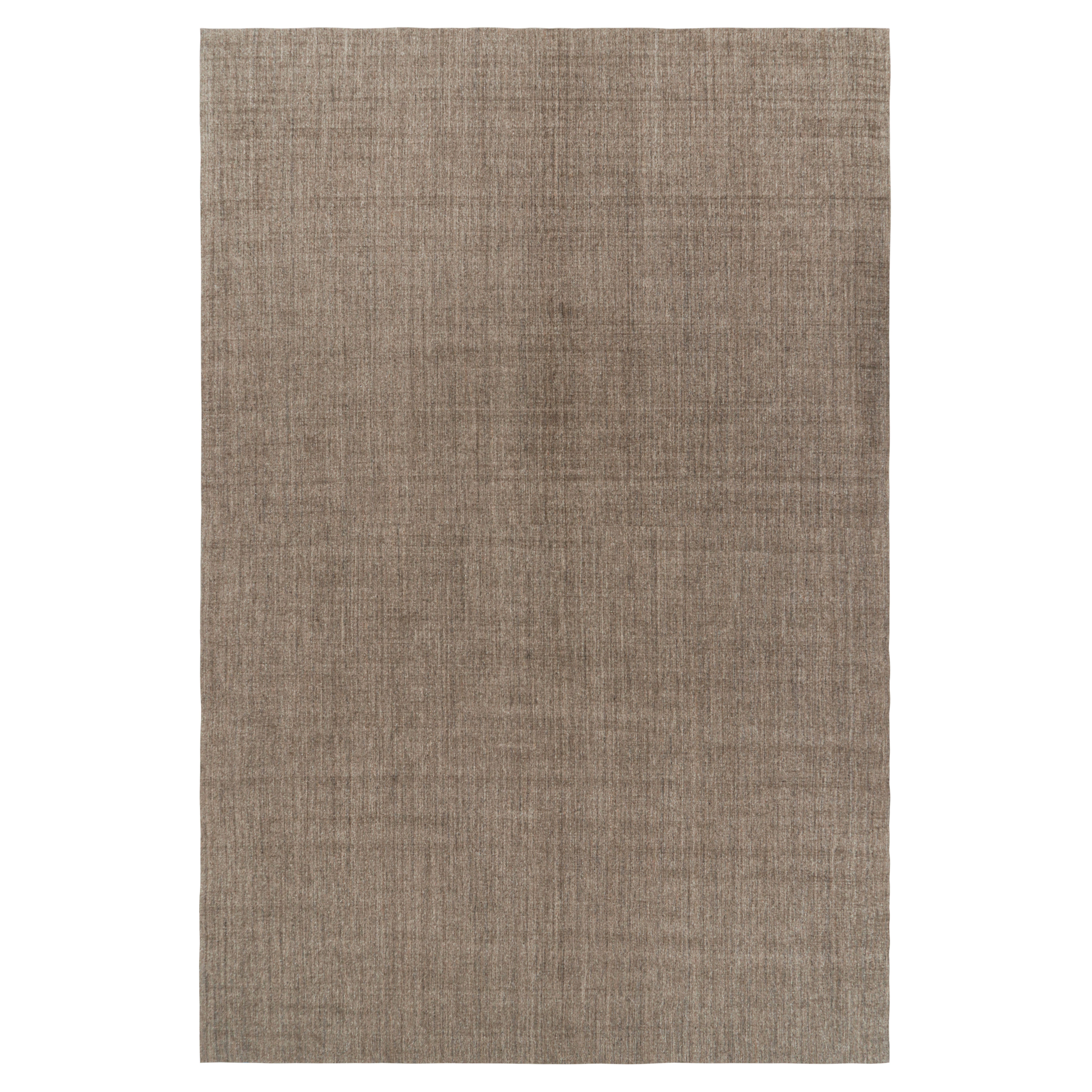 Rug & Kilim’s Oversized Modern Textural Solid Rug in Brown Tones and Striae