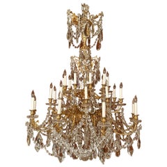 Antique French Louis XVI Bronze D'Oré & Cut Crystal Chandelier, Circa 1890's.