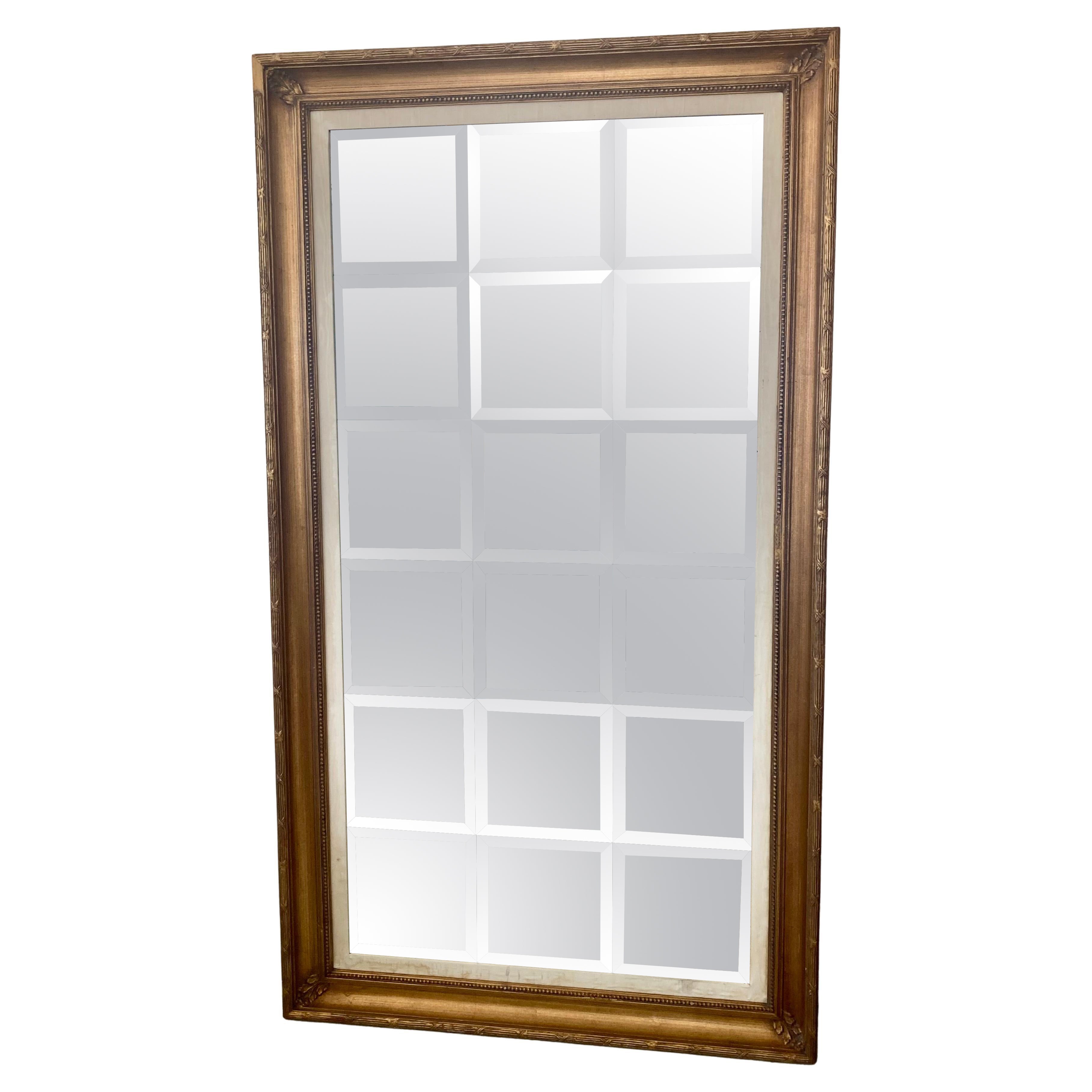 French Gilt Tall Dressing Mirror With Window Panels