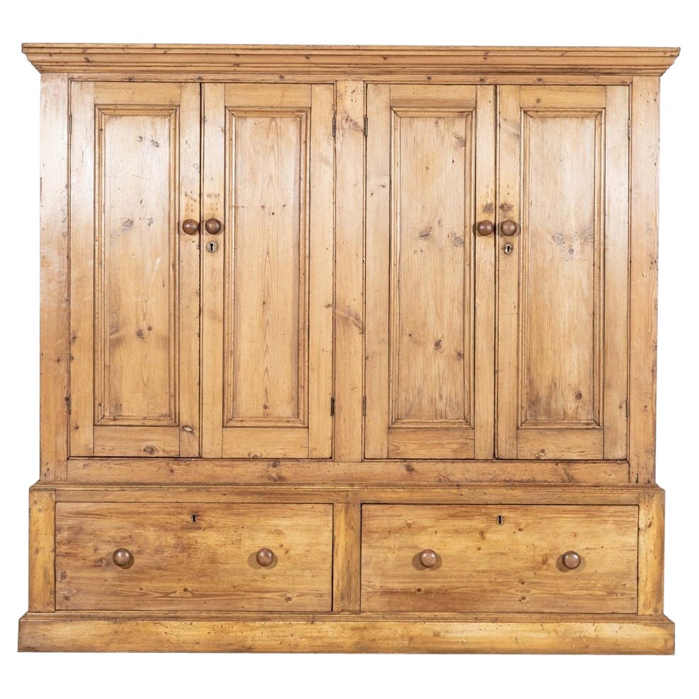 Monumental 19thC English Pine Housekeepers Cupboard