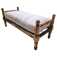 19Thc Tiger Maple Day Bed W/ Cushion