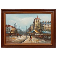 Ensor, signierte europäische Straßenszene, Öl auf Leinwand