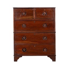 19thC English Mahogany Campaign Chest Drawers