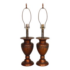 Vintage Stiffel Neoclassical Coppertone Table Lamps, a Pair