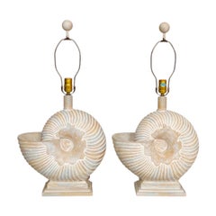 Nautilus Shell Table Lamps - a Pair