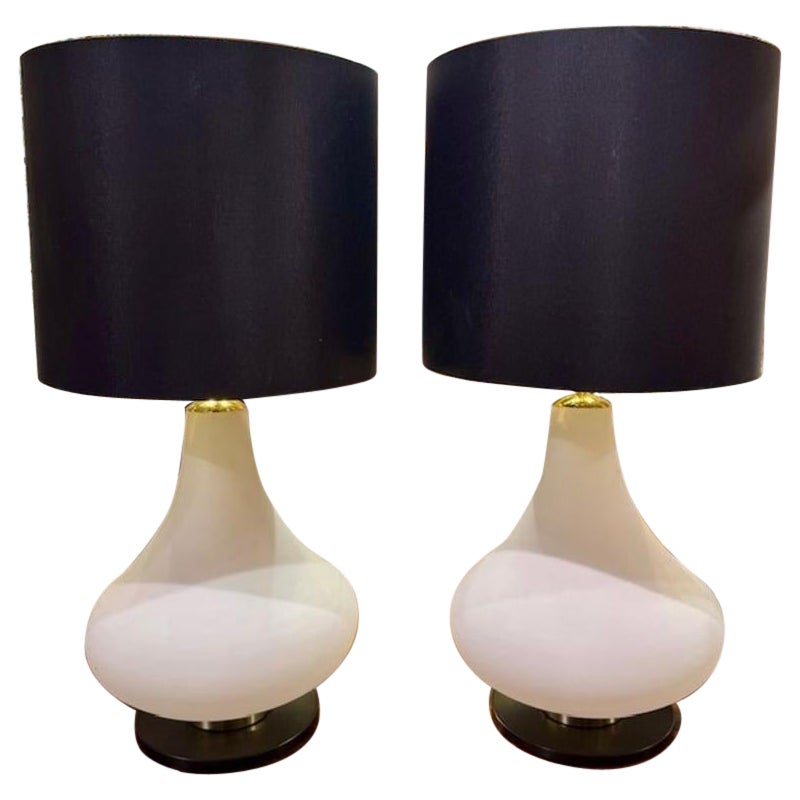 Pair of Vintage Murano Glass Baluster Lamps