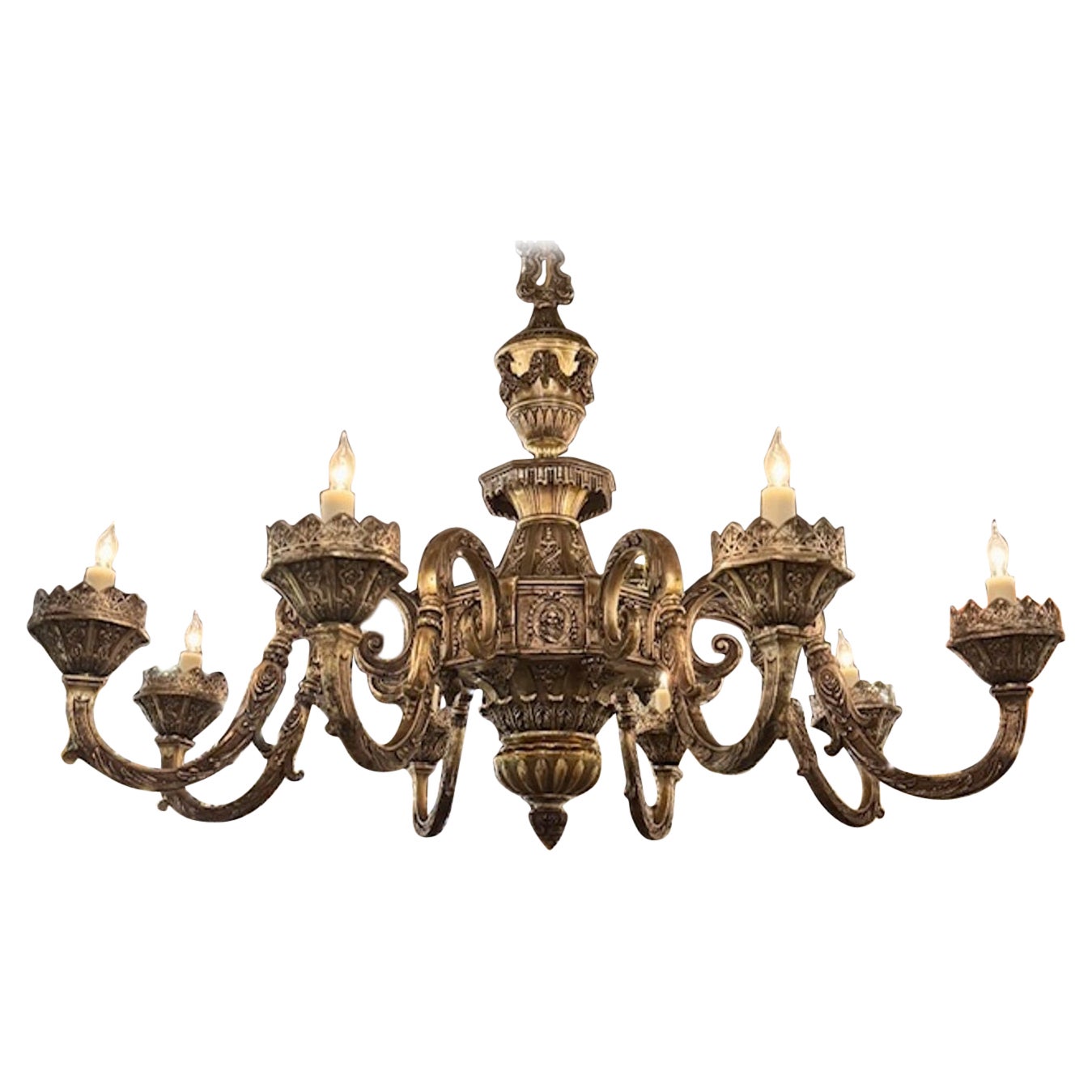 Lampadario in bronzo e argento antico di Caldwell
