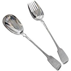 English Antique Sterling Silver Salad Servers