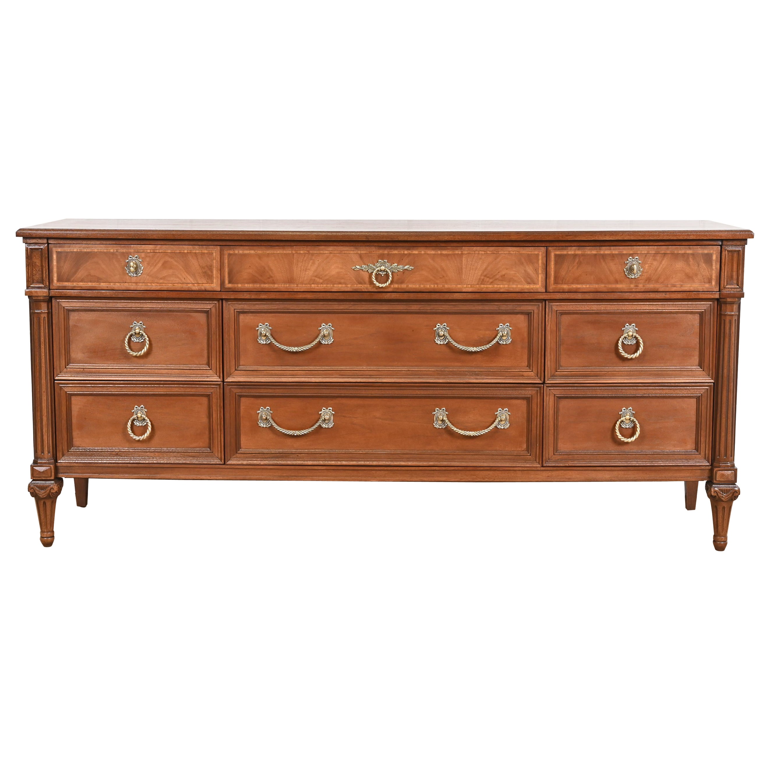 Henredon French Regency Louis XVI Mahogany Long Dresser or Credenza, Refinished