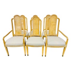 Vintage Henredon Sillas de Comedor de Madera Burled - Juego de 6