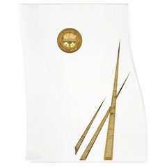 Tavolino Adelma, lignes 1, Arctic White/oro