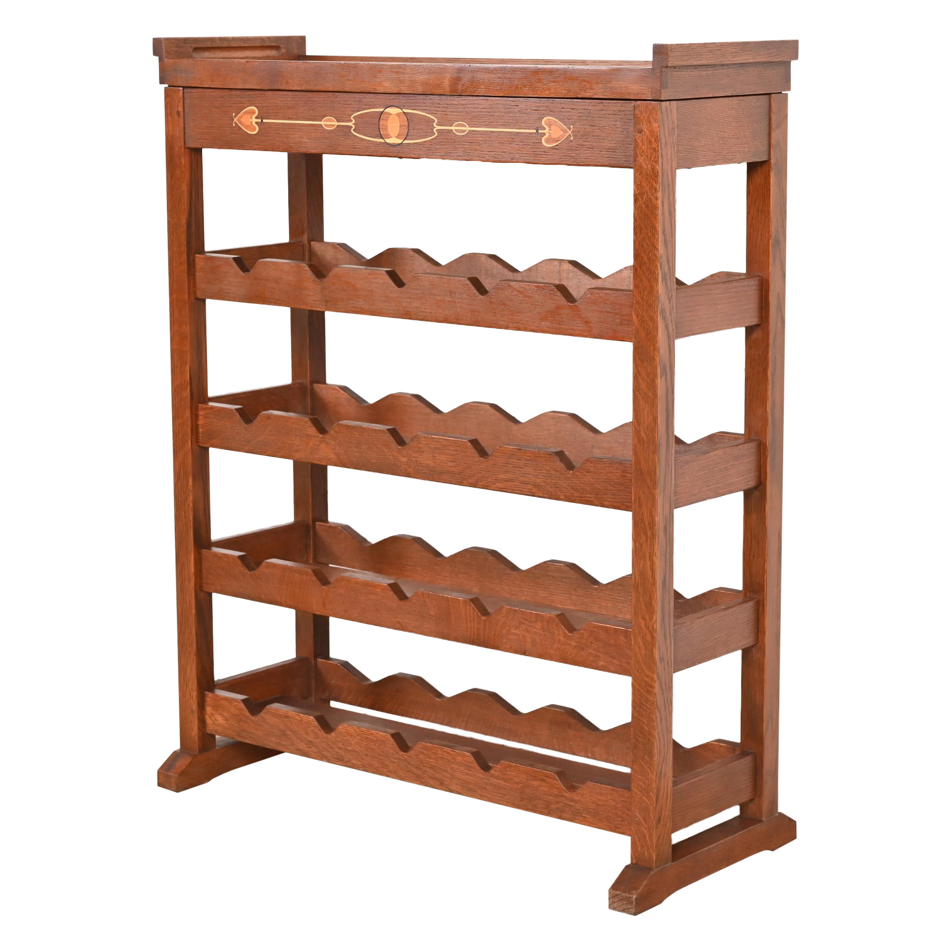 Stickley Harvey Ellis Collection Arts & Crafts Inlaid Oak 20-Bottle Wine Rack