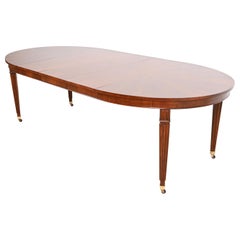 Baker Furniture French Regency Louis XVI Cherry Wood Dining Table, Refinished