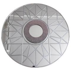 Large Geometric Form Wall Mirror with a Studded Center 7